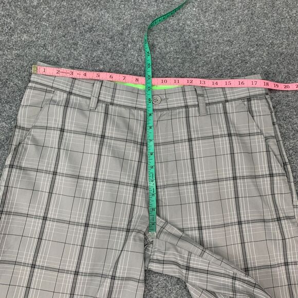 Greg Norman Shorts Mens 34 Gray Plaid Slim Fit Flat Front Tasso Elba Chino - Picture 5 of 9
